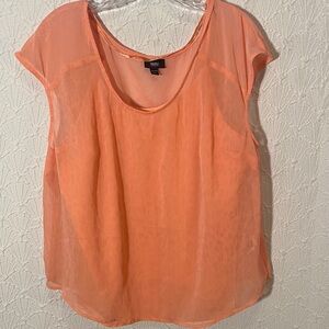 Mossimo Supply Co. Sheer Refined Orange Blouse Layers Flowing Pretty Delicate